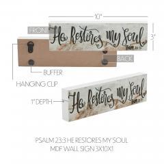 88564-Celebrate-Grace-Psalm-23-3-He-Restores-My-Soul-MDF-Wall-Sign-3x10x1-image-5