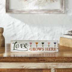 88572-Spring-In-Bloom-Love-Grows-Here-w-Tulips-MDF-Wall-Sign-3x12x0.75-image-1