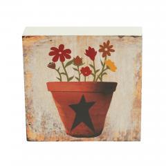 88576-Spring-In-Bloom-Flower-Pot-w-Primitive-Star-MDF-Block-Sign-5x5x1-image-2