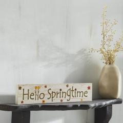 88578-Spring-In-Bloom-Hello-Springtime-w-Flowers-MDF-Wall-Sign-3x14x0.75-image-2