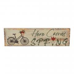 88579-Spring-In-Bloom-Here-Comes-Spring-w-Bicycle-Tulip-MDF-Wall-Sign-4x14x0.75-image-3