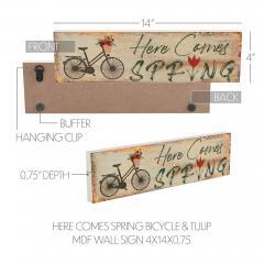 88579-Spring-In-Bloom-Here-Comes-Spring-w-Bicycle-Tulip-MDF-Wall-Sign-4x14x0.75-image-6