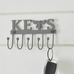 88615-Buzzy-Bees-Metal-Wall-Mount-Bee-Key-Holder-Grey-3x5.3-image-1