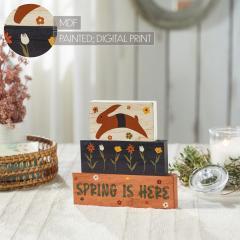 88587-Spring-In-Bloom-Spring-Is-Here-Bunny-Leap-w-Flowers-MDF-Block-Sign-Set-of-3-Sizes-image-7