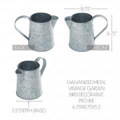 88623-Spring-In-Bloom-Galvanized-Metal-Vintage-Garden-Bird-Decorative-Pitcher-6.75x8.75x5.5-image-6