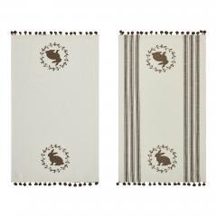 88625-Spring-In-Bloom-Brown-Bunny-Wreath-w-Pom-Pom-Tea-Towel-Set-of-2-16x28-image-2