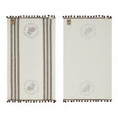 88625-Spring-In-Bloom-Brown-Bunny-Wreath-w-Pom-Pom-Tea-Towel-Set-of-2-16x28-image-3