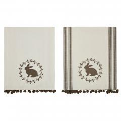 88625-Spring-In-Bloom-Brown-Bunny-Wreath-w-Pom-Pom-Tea-Towel-Set-of-2-16x28-image-4
