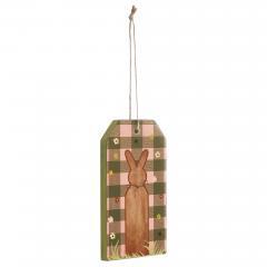 88504-Bunny-Hop-Bunny-on-Moss-Green-Check-MDF-Tag-Ornament-w-Twine-5.6x3x0.5-image-4
