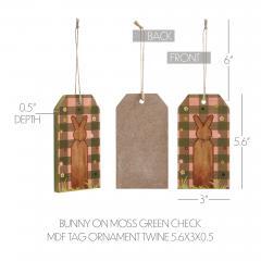 88504-Bunny-Hop-Bunny-on-Moss-Green-Check-MDF-Tag-Ornament-w-Twine-5.6x3x0.5-image-5