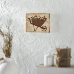 88590-Spring-In-Bloom-Wheelbarrow-Of-Flowers-MDF-Block-Sign-6x8x1-image-1