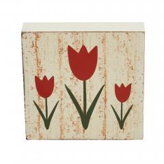 88591-Spring-In-Bloom-Red-Tulips-Distressed-Antique-White-MDF-Block-Sign-5x5x1-image-2