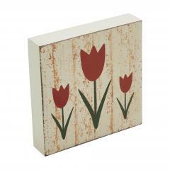 88591-Spring-In-Bloom-Red-Tulips-Distressed-Antique-White-MDF-Block-Sign-5x5x1-image-4