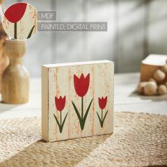 88591-Spring-In-Bloom-Red-Tulips-Distressed-Antique-White-MDF-Block-Sign-5x5x1-image-6