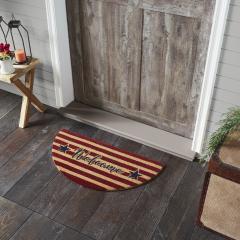 Patriotic Stripes Coir Welcome Rug Half Circle 16.5x33