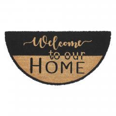 88907-Welcome-To-Our-Home-Black-Tan-Coir-Rug-Half-Circle-16.5x33-image-2