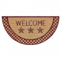 88915-Burgundy-Check-Stars-Coir-Welcome-Rug-Half-Circle-16.5x33-image-2