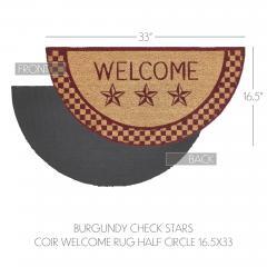 88915-Burgundy-Check-Stars-Coir-Welcome-Rug-Half-Circle-16.5x33-image-4