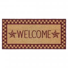 88916-Burgundy-Check-Stars-Coir-Welcome-Rug-Rect-17x36-image-2