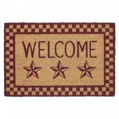 88918-Burgundy-Check-Stars-Coir-Welcome-Rug-Rect-20x30-image-2