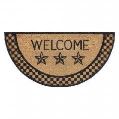 88919-Black-Check-Stars-Coir-Welcome-Rug-Half-Circle-16.5x33-image-2