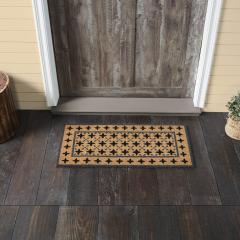 Charleston Mosaic Black Grey Coir Rug Rect 17x36