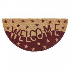 88943-Burgundy-Tan-Stars-Coir-Welcome-Rug-Half-Circle-16.5x33-image-2