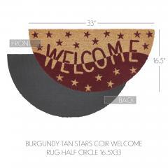 88943-Burgundy-Tan-Stars-Coir-Welcome-Rug-Half-Circle-16.5x33-image-4