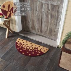 88943-Burgundy-Tan-Stars-Coir-Welcome-Rug-Half-Circle-16.5x33-image-5