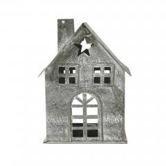 85305-Tealight-Holder-Metal-Village-House-H-Antique-Grey-7.25x5.5x4.75-image-4