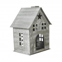 85305-Tealight-Holder-Metal-Village-House-H-Antique-Grey-7.25x5.5x4.75-image-5