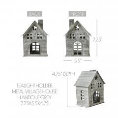 85305-Tealight-Holder-Metal-Village-House-H-Antique-Grey-7.25x5.5x4.75-image-6