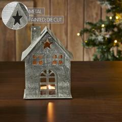 85305-Tealight-Holder-Metal-Village-House-H-Antique-Grey-7.25x5.5x4.75-image-7