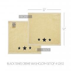88841-Black-Stars-Creme-Washcloth-Set-of-4-12x12-image-4