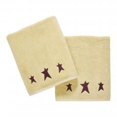 88842-Burgundy-Prim-Stars-Creme-Bath-Towel-Set-of-2-27x54-image-4