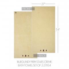 88842-Burgundy-Prim-Stars-Creme-Bath-Towel-Set-of-2-27x54-image-5