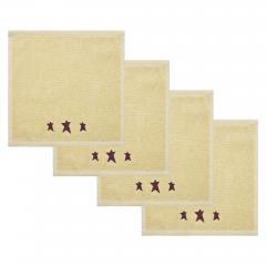 88844-Burgundy-Prim-Stars-Creme-Washcloth-Set-of-4-12x12-image-2