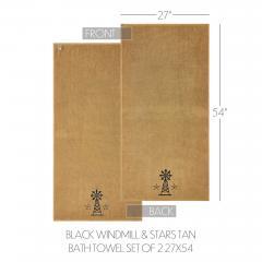 88845-Black-Windmill-Stars-Tan-Bath-Towel-Set-of-2-27x54-image-5