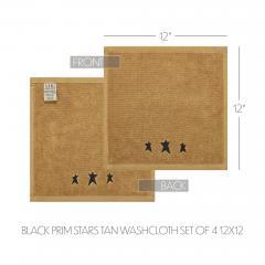 88853-Black-Prim-Stars-Tan-Washcloth-Set-of-4-12x12-image-4