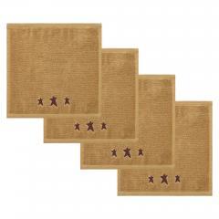 88856-Burgundy-Prim-Stars-Tan-Washcloth-Set-of-4-12x12-image-2