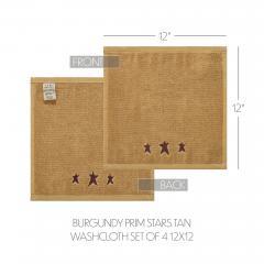 88856-Burgundy-Prim-Stars-Tan-Washcloth-Set-of-4-12x12-image-4