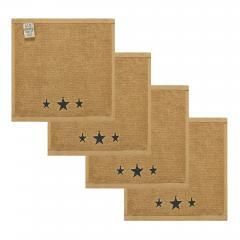88829-Black-Stars-Tan-Washcloth-Set-of-4-12x12-image-3