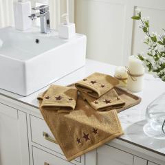 Burgundy Stars Tan Washcloth Set of 4 12x12
