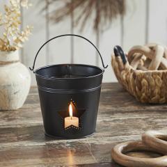 Metal Bucket w/ Star Cutout Black 6x6.5x5