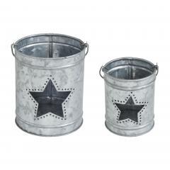 89004-Votive-Candle-Holder-w-Star-Cutout-Galvanized-Set-of-2-Sizes-image-2