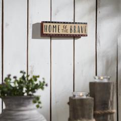 89701-Home-Of-The-Brave-w-Red-Blue-Star-Stripes-MDF-Block-Sign-3x10x1-image-2