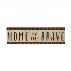 89701-Home-Of-The-Brave-w-Red-Blue-Star-Stripes-MDF-Block-Sign-3x10x1-image-3