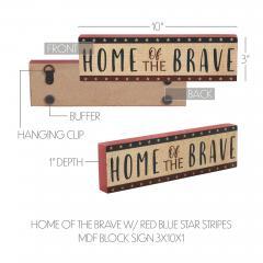 89701-Home-Of-The-Brave-w-Red-Blue-Star-Stripes-MDF-Block-Sign-3x10x1-image-6