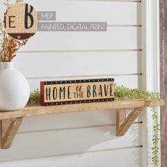 89701-Home-Of-The-Brave-w-Red-Blue-Star-Stripes-MDF-Block-Sign-3x10x1-image-7