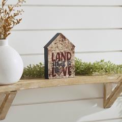 Land That I Love House Shaped Block Sign 6x4x1